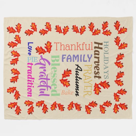 Erntedank Word List Fleece Blanket (Vorderseite (Horizontal))