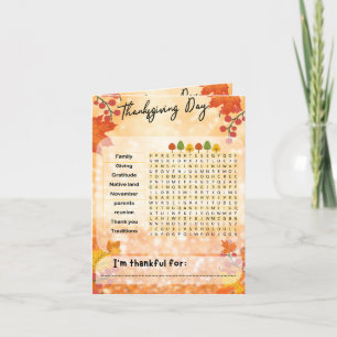 ERNTEDANK WORD SUARCH ACTIVITY CARD DANKESKARTE