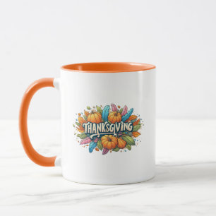 Erntedank Wordart Herbstlaubs Pumpkin Tasse
