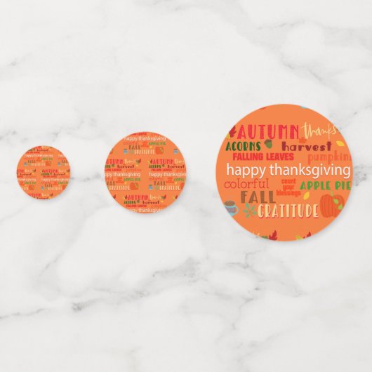Erntedank Words-Herbstfarben Konfetti (Vorderseiten)