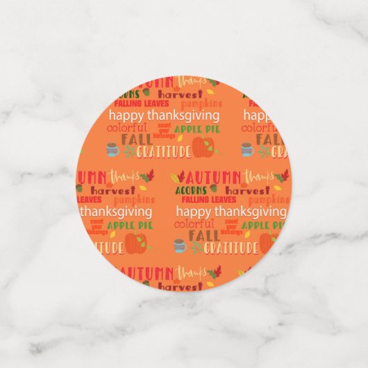 Erntedank Words-Herbstfarben Konfetti (Klein Vorderseite)
