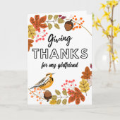 Erntedank Wreath and Bird for Girlfriend Karte (Gelbe Blume)