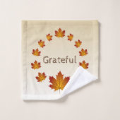 Erntedank Wreath Grateful Simple Maple Blätter Badhandtuch Set (Waschlappen)