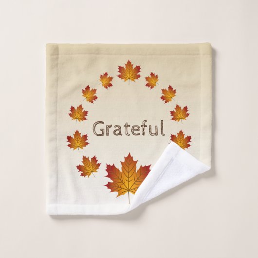 Erntedank Wreath Grateful Simple Maple Blätter Badhandtuch Set (Waschlappen)