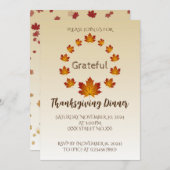 Erntedank Wreath Grateful Simple Maple Blätter Einladung (Vorne/Hinten)