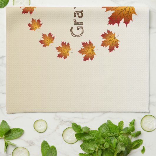 Erntedank Wreath Grateful Simple Maple Blätter Geschirrtuch (Gefaltet)
