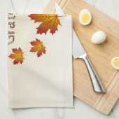 Erntedank Wreath Grateful Simple Maple Blätter Geschirrtuch (Viertel Falte)