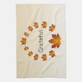 Erntedank Wreath Grateful Simple Maple Blätter Geschirrtuch (Vertikal)