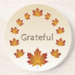 Erntedank Wreath Grateful Simple Maple Blätter Getränkeuntersetzer