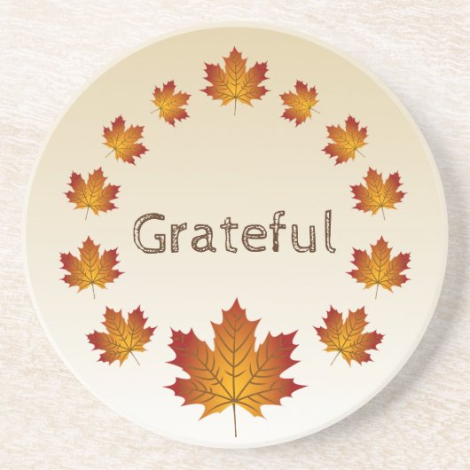 Erntedank Wreath Grateful Simple Maple Blätter Getränkeuntersetzer (Vorne)