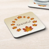 Erntedank Wreath Grateful Simple Maple Blätter Getränkeuntersetzer (Linke Seite)