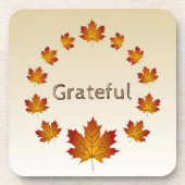 Erntedank Wreath Grateful Simple Maple Blätter Getränkeuntersetzer (Vorderseite)