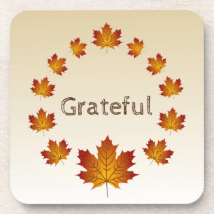 Erntedank Wreath Grateful Simple Maple Blätter Getränkeuntersetzer