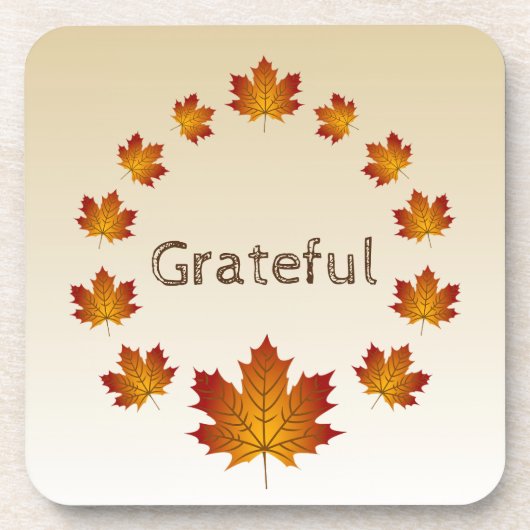 Erntedank Wreath Grateful Simple Maple Blätter Getränkeuntersetzer (Vorderseite)