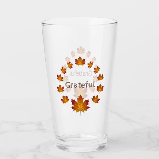 Erntedank Wreath Grateful Simple Maple Blätter Glas (Vorderseite)