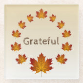 Erntedank Wreath Grateful Simple Maple Blätter Glasuntersetzer (Vorderseite)