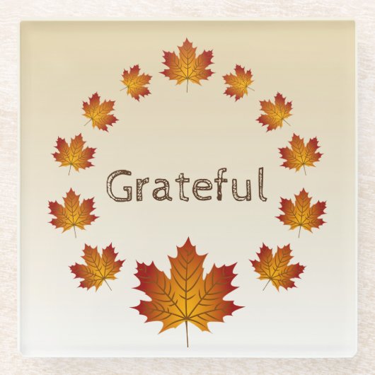 Erntedank Wreath Grateful Simple Maple Blätter Glasuntersetzer (Vorderseite)