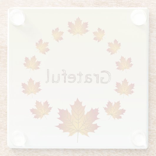 Erntedank Wreath Grateful Simple Maple Blätter Glasuntersetzer (Rückseite)