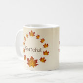 Erntedank Wreath Grateful Simple Maple Blätter Kaffeetasse (Vorderseite Links)