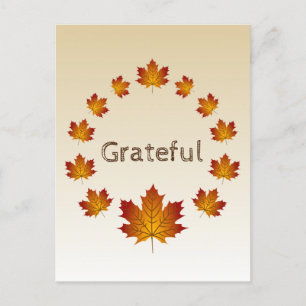 Erntedank Wreath Grateful Simple Maple Blätter Postkarte