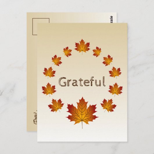 Erntedank Wreath Grateful Simple Maple Blätter Postkarte (Vorne/Hinten)