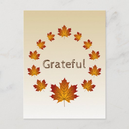 Erntedank Wreath Grateful Simple Maple Blätter Postkarte (Vorderseite)
