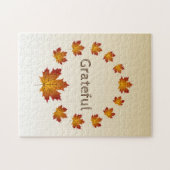 Erntedank Wreath Grateful Simple Maple Blätter Puzzle (Horizontal)