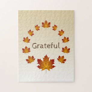 Erntedank Wreath Grateful Simple Maple Blätter Puzzle