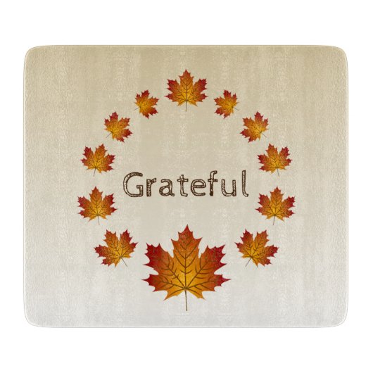 Erntedank Wreath Grateful Simple Maple Blätter Schneidebrett (Vorderseite)