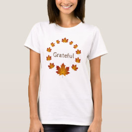 Erntedank Wreath Grateful Simple Maple Blätter T-Shirt