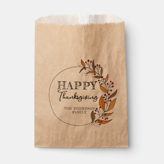 Erntedank Wreath of Doodle Blätter & Berries Geschenktütchen (Vorderseite)