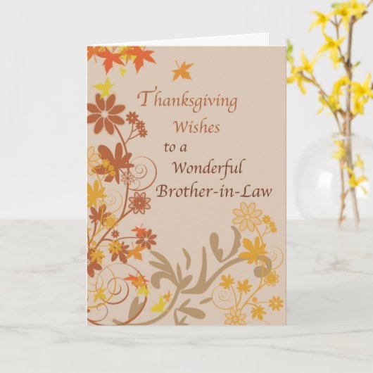 Erntedank wünscht sich einen Bruder in Herbstlaube Karte (Gelbe Blume)