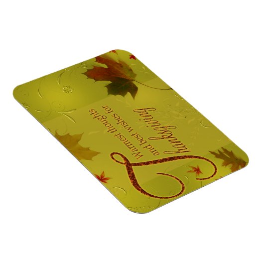 Erntedank wünscht Typografie-Blätter Magnet (Rechte Seite)