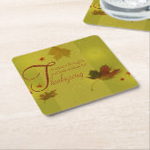 Erntedank wünscht Typografie-Blätter Rechteckiger Pappuntersetzer (angewinkelt)