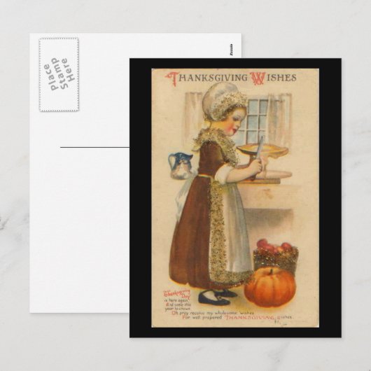 Erntedank wünscht Vintage Postkarte (Vorne/Hinten)