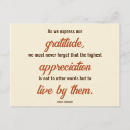 Erntedank Zitat von John F. Kennedy zweiseitig Postkarte