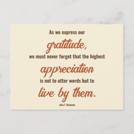 Erntedank Zitat von John F. Kennedy zweiseitig Postkarte (Vorderseite)