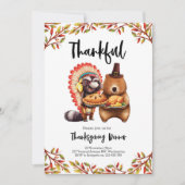Erntedankabendessen-süße Tiere Einladung (Vorderseite)