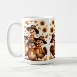 Erntedankbecher mit Truthahnfamilie Kaffeetasse
