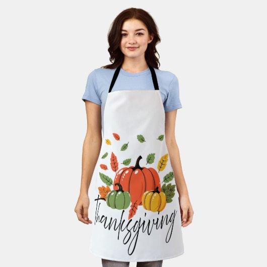 Erntedankblätter und Kürbis in Herbstfarben Schürze (Getragen)