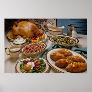 Erntedankbraten-Truthahnabendessen Poster