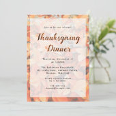 Erntedankfest Abendessen Orange Herbstlaub Einladung (Stehend Vorderseite)