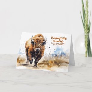 Erntedankfest Amerikanischer Bison Büffel Aquarell Feiertagskarte