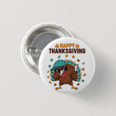 Erntedankfest Dabbing Truthahn Button (Vorne & Hinten)