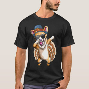 Erntedankfest Dabbing Truthahn Corgi Kinder Pilger T-Shirt