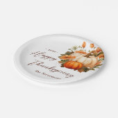 Erntedankfest Dinner Kürbis Blumenschrift Weiß Pappteller (Schrägansicht)