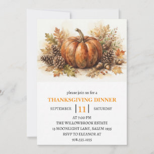 Erntedankfest Dinner Kürbis & Herbstlaub Einladung