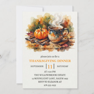 Erntedankfest Dinner Kürbis & Herbstlaub Einladung