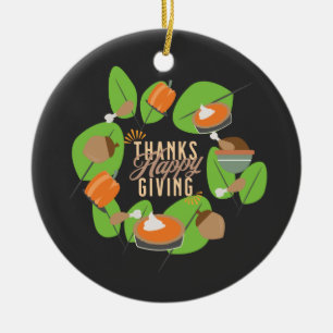 Erntedankfest Dinner Truthahn Kürbis Herbst Grünze Keramik Ornament