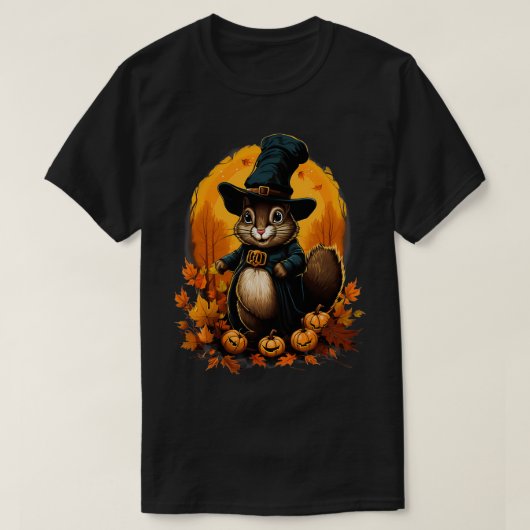Erntedankfest Eichhörnchen Pilgrill Herbstsaal T-Shirt (Design vorne)